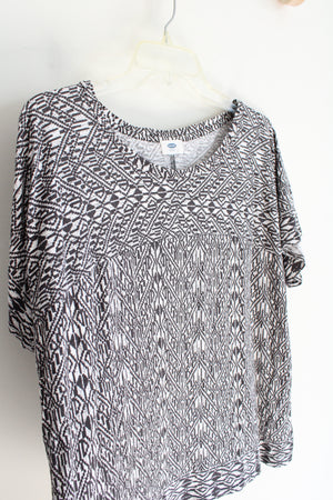 Old Navy Gray & White Patterned Boxy Top | XL