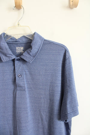 32 Degrees Cool Blue Striped Polo Shirt | L