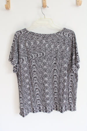 Old Navy Gray & White Patterned Boxy Top | XL