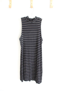 Aero Seriously Soft Black & White Striped Sleeveless Dress | M