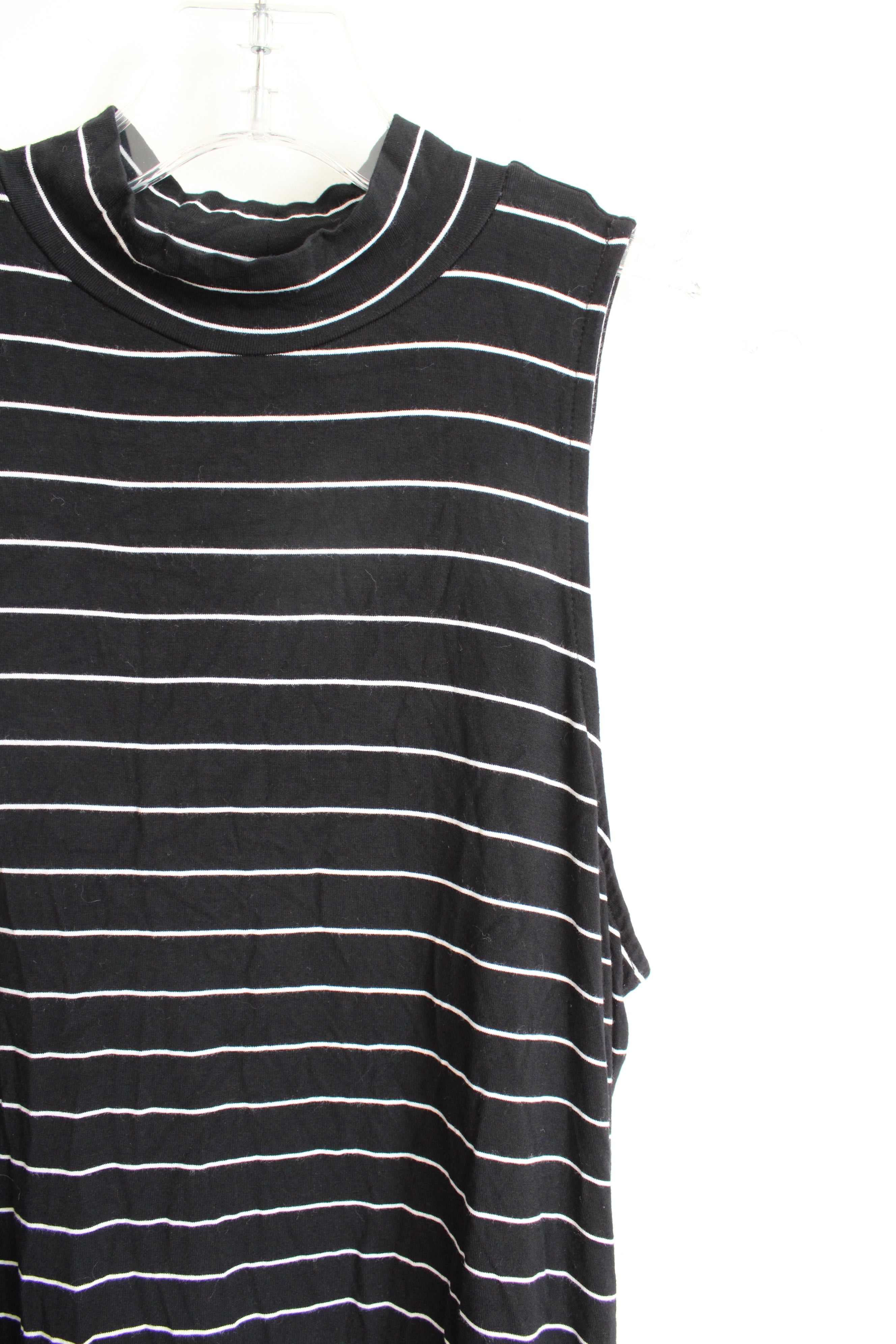 Aero Seriously Soft Black & White Striped Sleeveless Dress | M