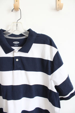 Old Navy Blue & White Striped Polo Shirt | 2XL