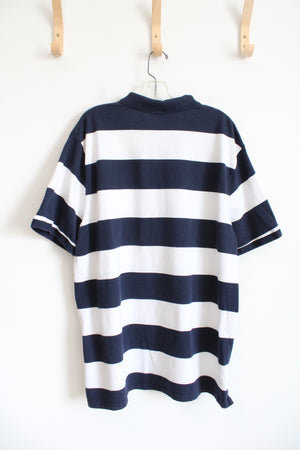 Old Navy Blue & White Striped Polo Shirt | 2XL