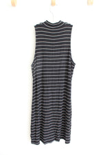 Aero Seriously Soft Black & White Striped Sleeveless Dress | M