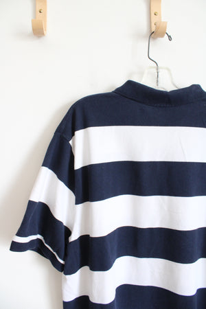 Old Navy Blue & White Striped Polo Shirt | 2XL