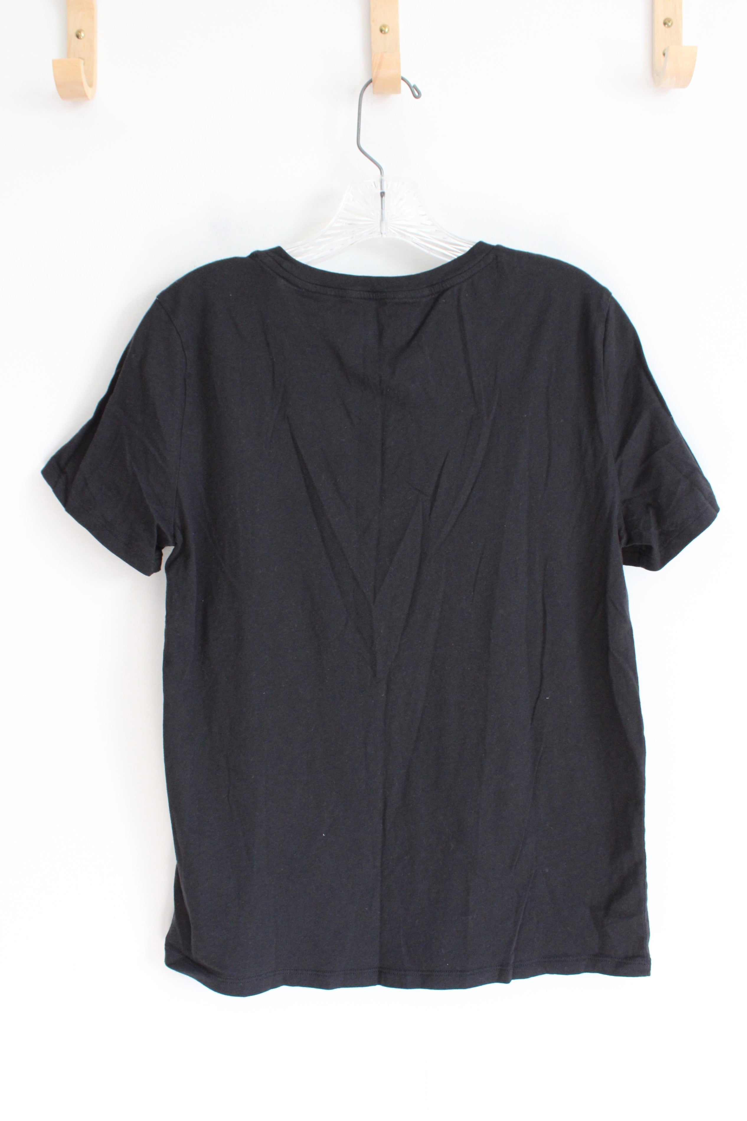 Victoria's Secret Black Velvet Logo Cotton Top | M Long