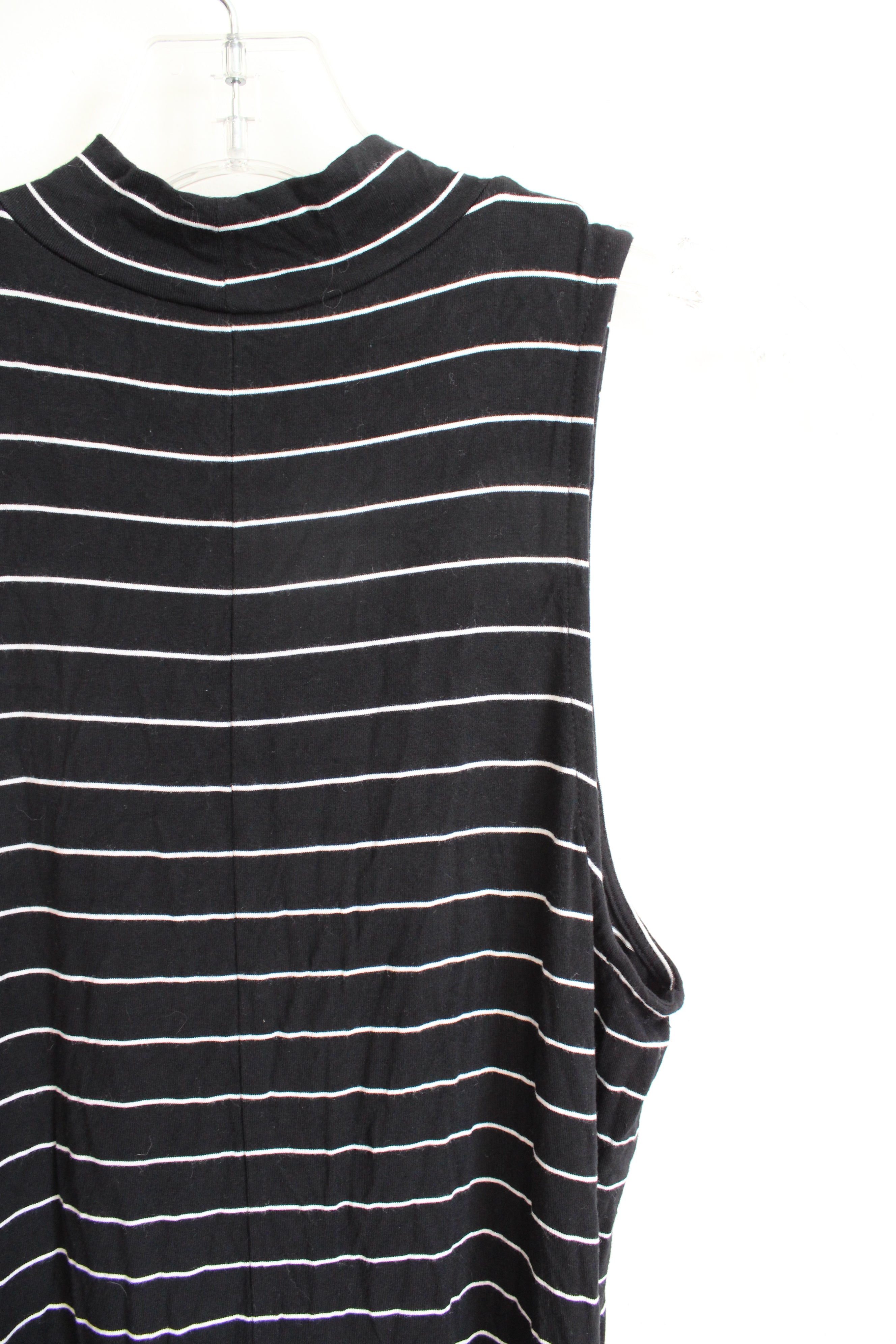 Aero Seriously Soft Black & White Striped Sleeveless Dress | M