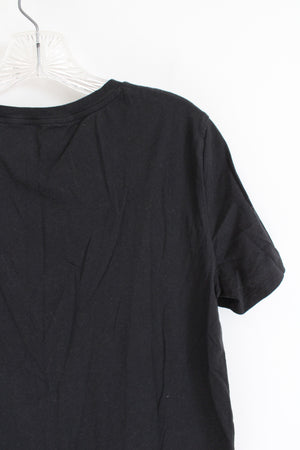 Victoria's Secret Black Velvet Logo Cotton Top | M Long