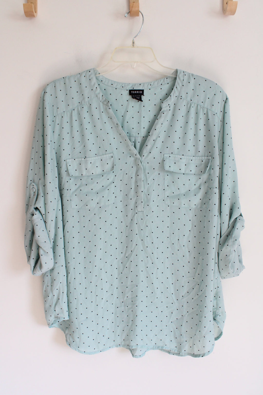 Torrid Teal Green Black Polka Dot Top | 3 (3X)