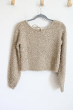 By Anthropologie Eyelash Crop Shimmer Sweater | XXS