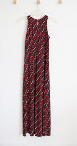 Banana Republic Red & White Dotted Black Maxi Dress | XS