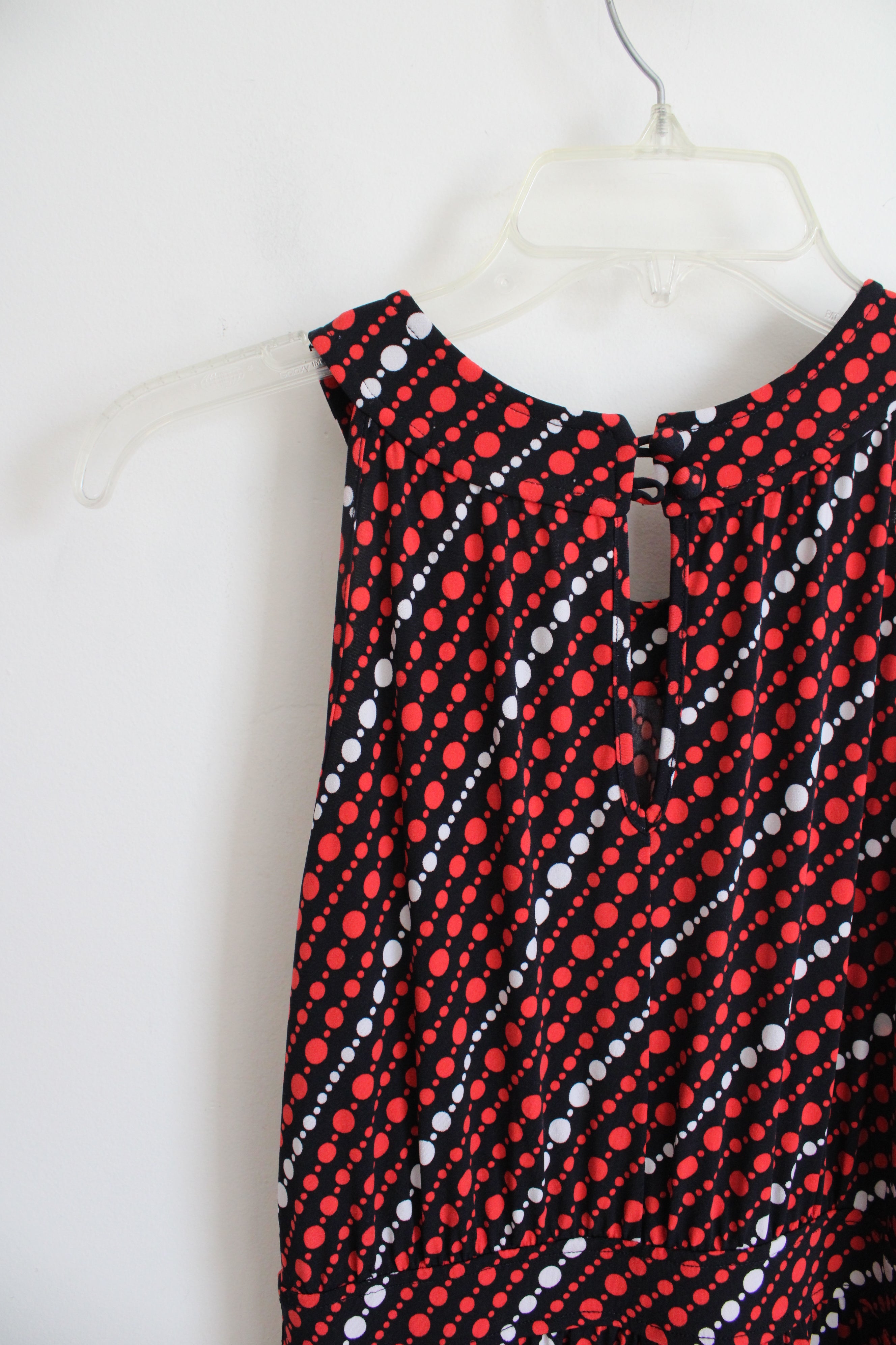 Banana Republic Red & White Dotted Black Maxi Dress | XS