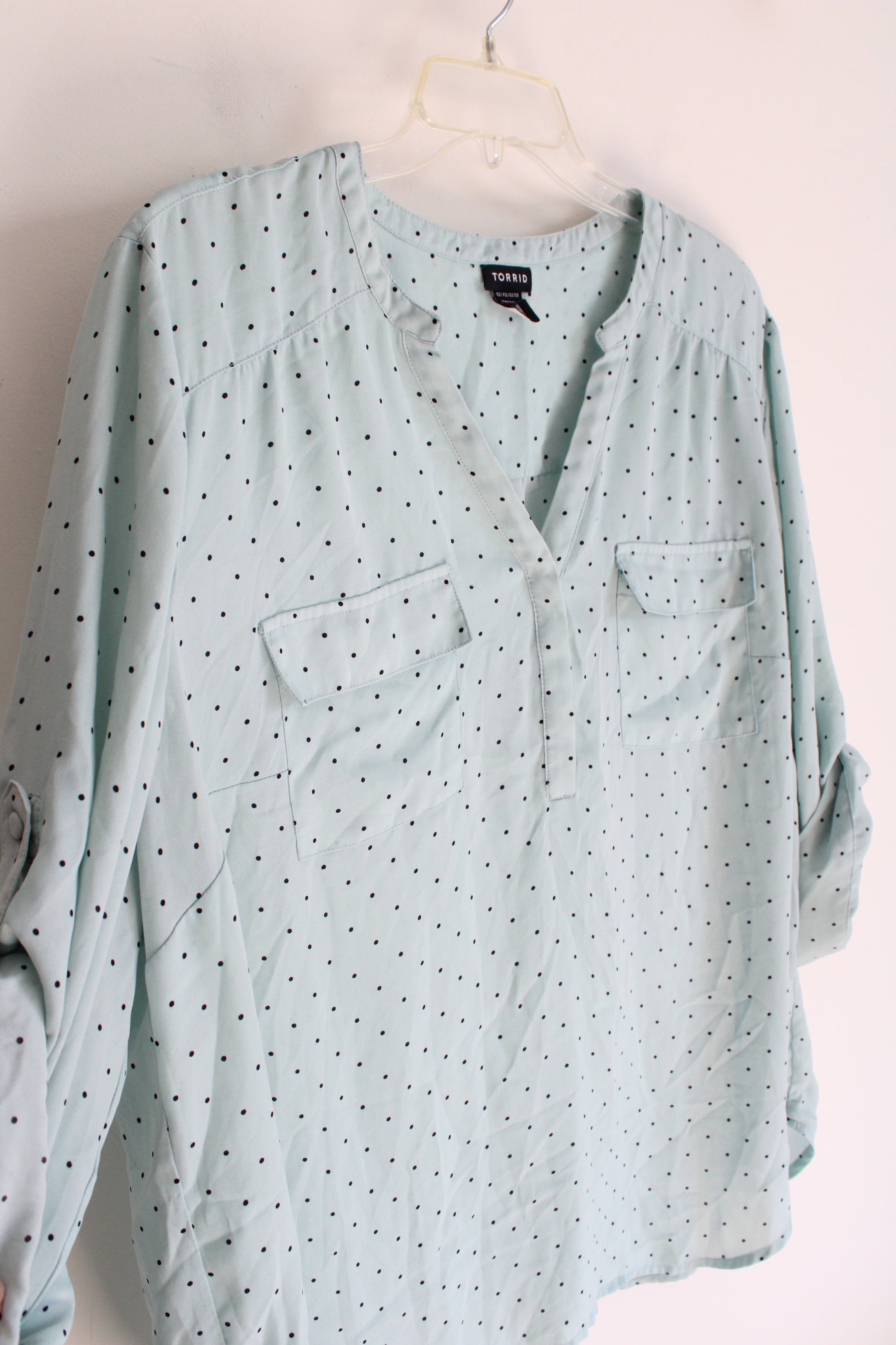 Torrid Teal Green Black Polka Dot Top | 3 (3X)