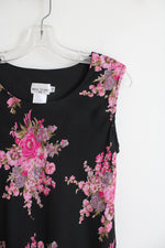 Miss Dorby Pink Floral Black Sleeveless Dress | 10