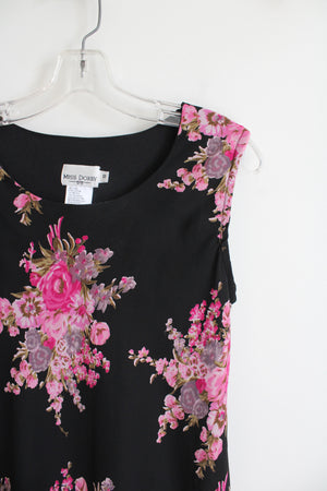 Miss Dorby Pink Floral Black Sleeveless Dress | 10