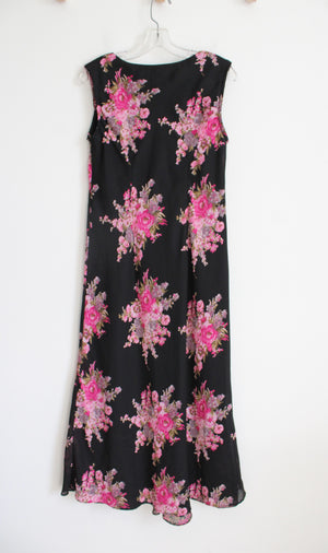 Miss Dorby Pink Floral Black Sleeveless Dress | 10