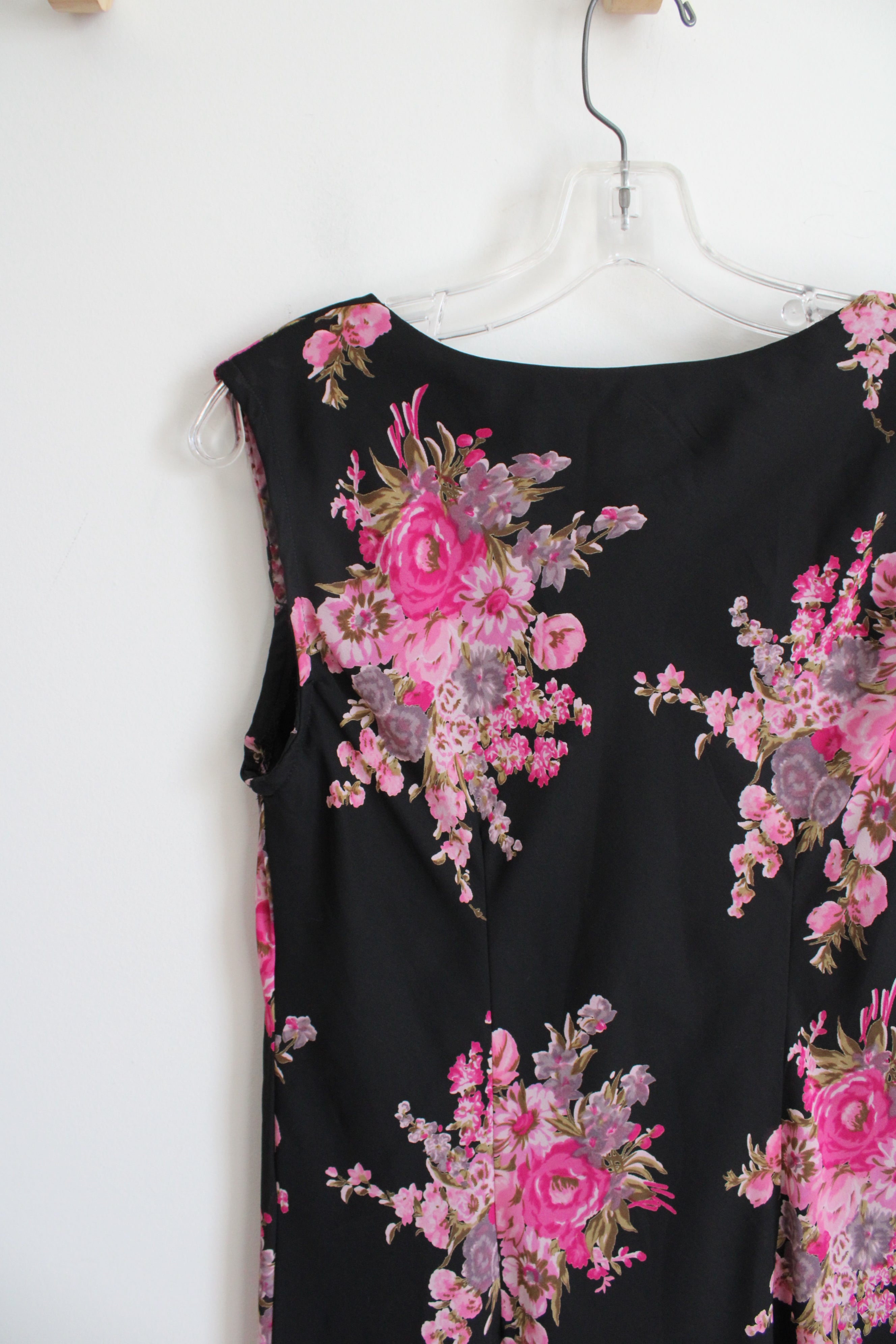 Miss Dorby Pink Floral Black Sleeveless Dress | 10