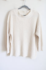 Aerie Cream Mock Neck Knit Loose Fit Sweater | M