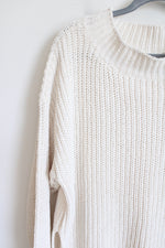 Aerie Cream Mock Neck Knit Loose Fit Sweater | M