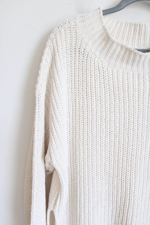 Aerie Cream Mock Neck Knit Loose Fit Sweater | M