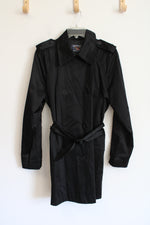 American Living Black Belted Trench Coat | L