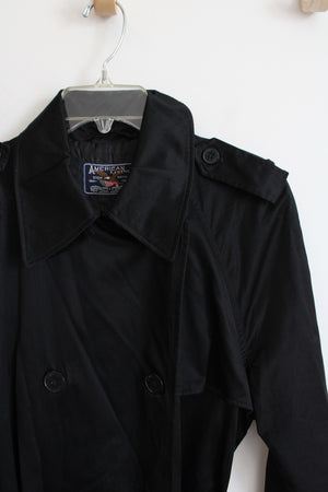 American Living Black Belted Trench Coat | L