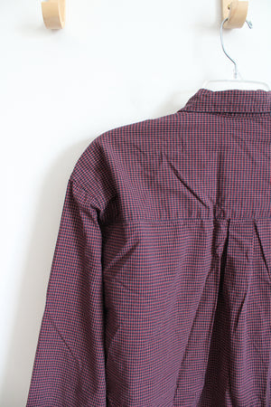 Haggar Red & Blue Plaid Button Down Shirt | L