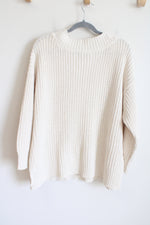 Aerie Cream Mock Neck Knit Loose Fit Sweater | M