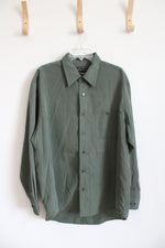 Haggar Luxury Microfiber Green Plaid Button Down Shirt | XL