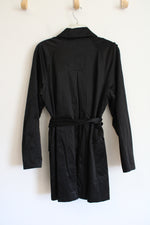 American Living Black Belted Trench Coat | L