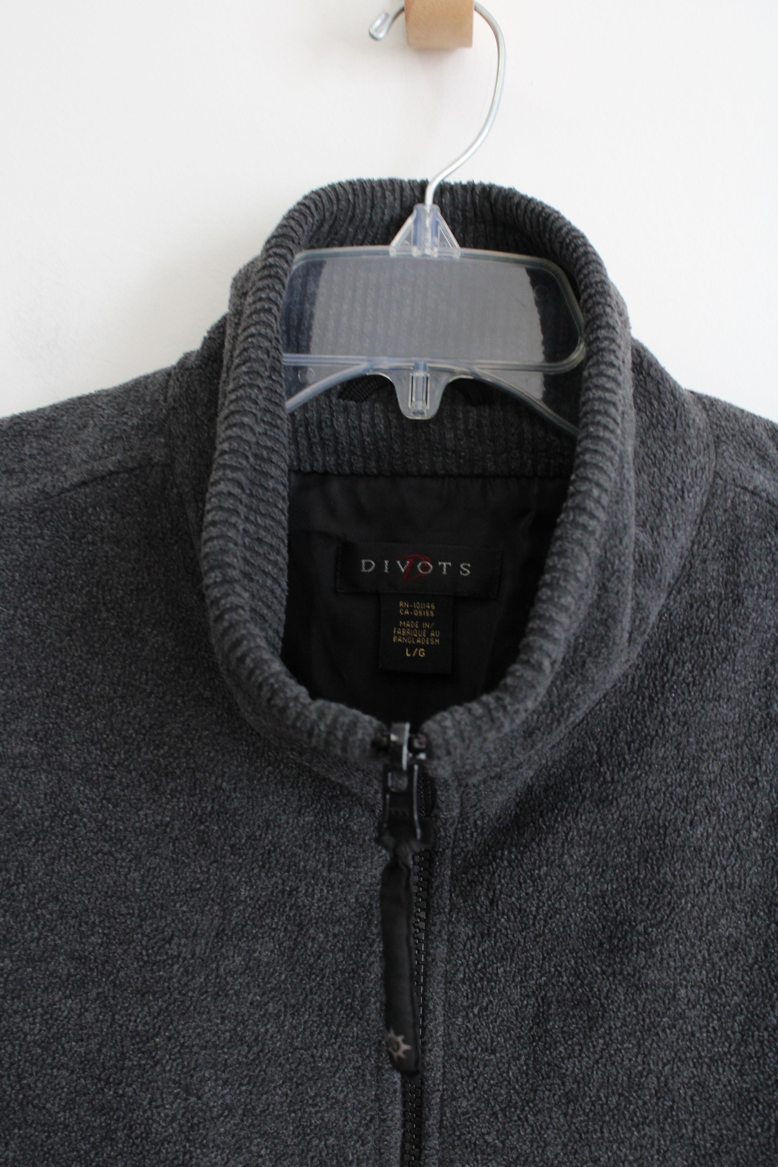 Divots Vintage Gray Fleece Polyester Lined Vest | L