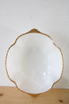 Vintage Milk Glass Grape Patterned Gold Edged Serving Bowl