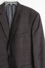 Calvin Klein  Dark Brown Plaid Blazer | 46R