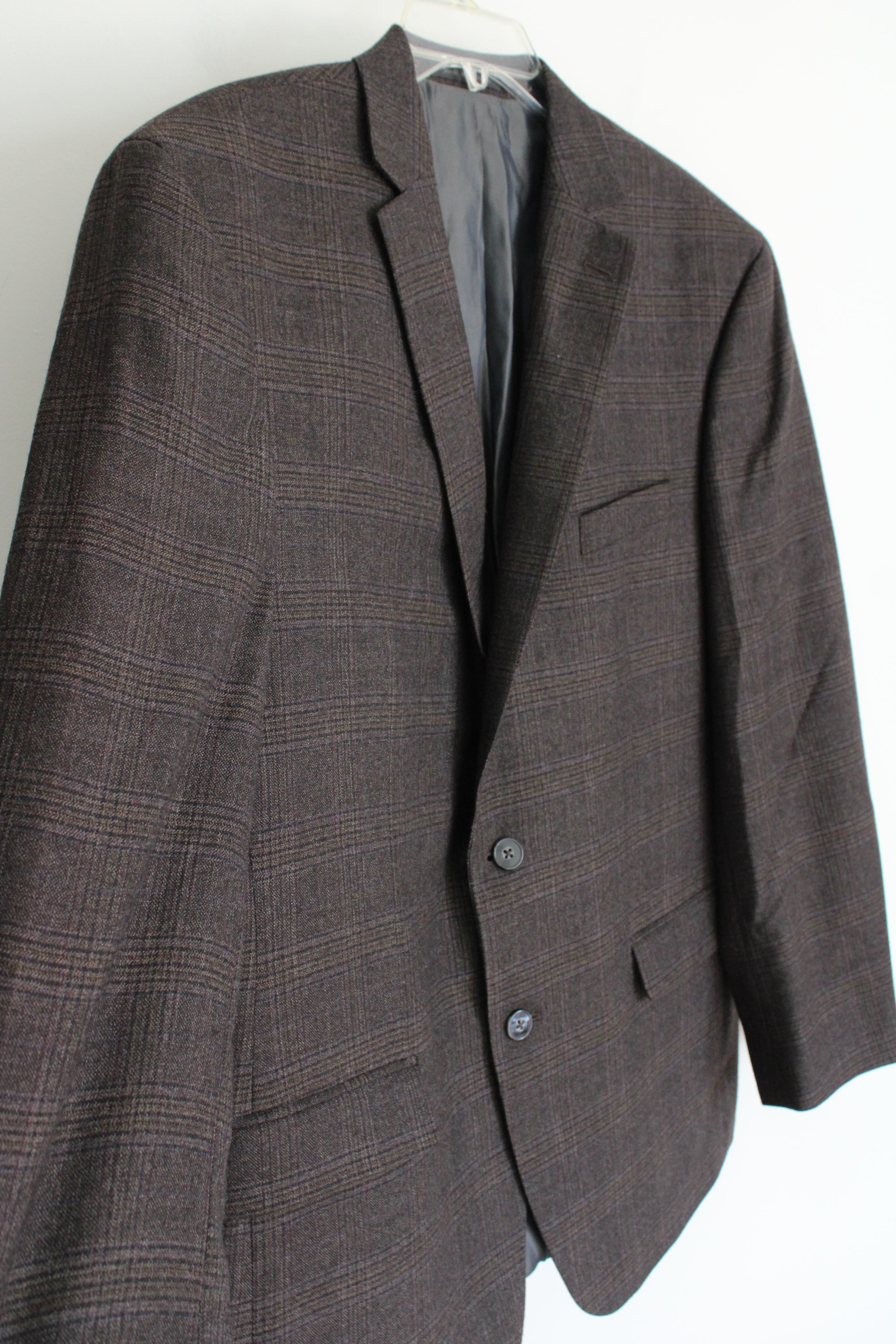 Calvin Klein  Dark Brown Plaid Blazer | 46R