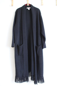Silhouettes Black Vintage Fringe Duster Cardigan | 1X