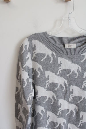 LOFT Gray & White Horse Sweater | M