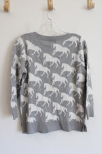 LOFT Gray & White Horse Sweater | M