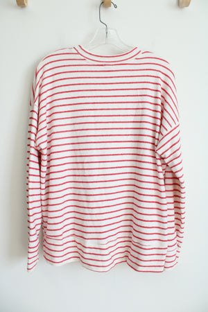 Aerie Red & White Striped Long Sleeved Top | S