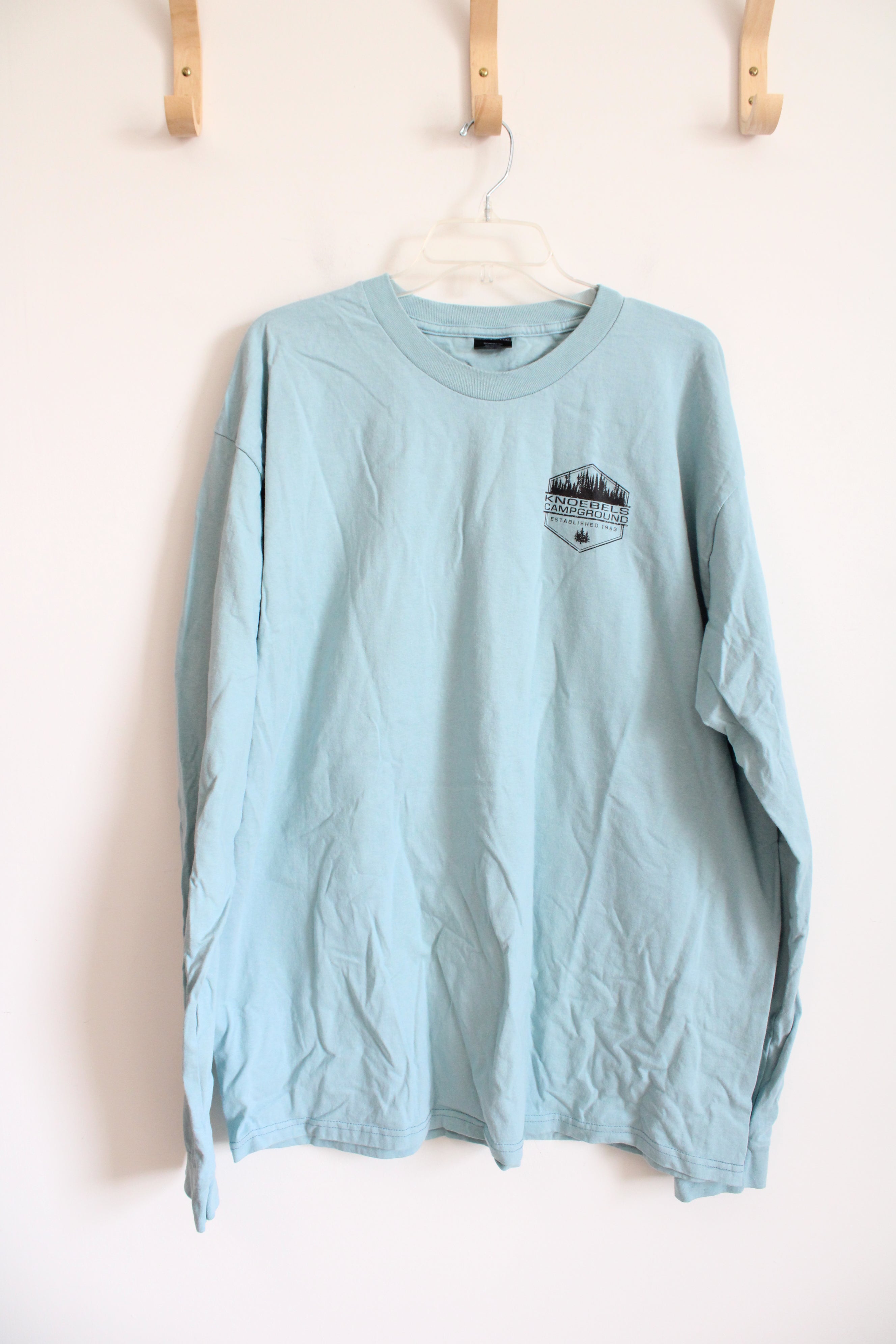 Mountain Knoebels Campground Blue Long Sleeved Cotton Shirt | XXL