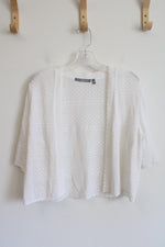 NY Collection White Crocheted Shrug | L Petite