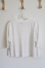 NY Collection White Crocheted Shrug | L Petite