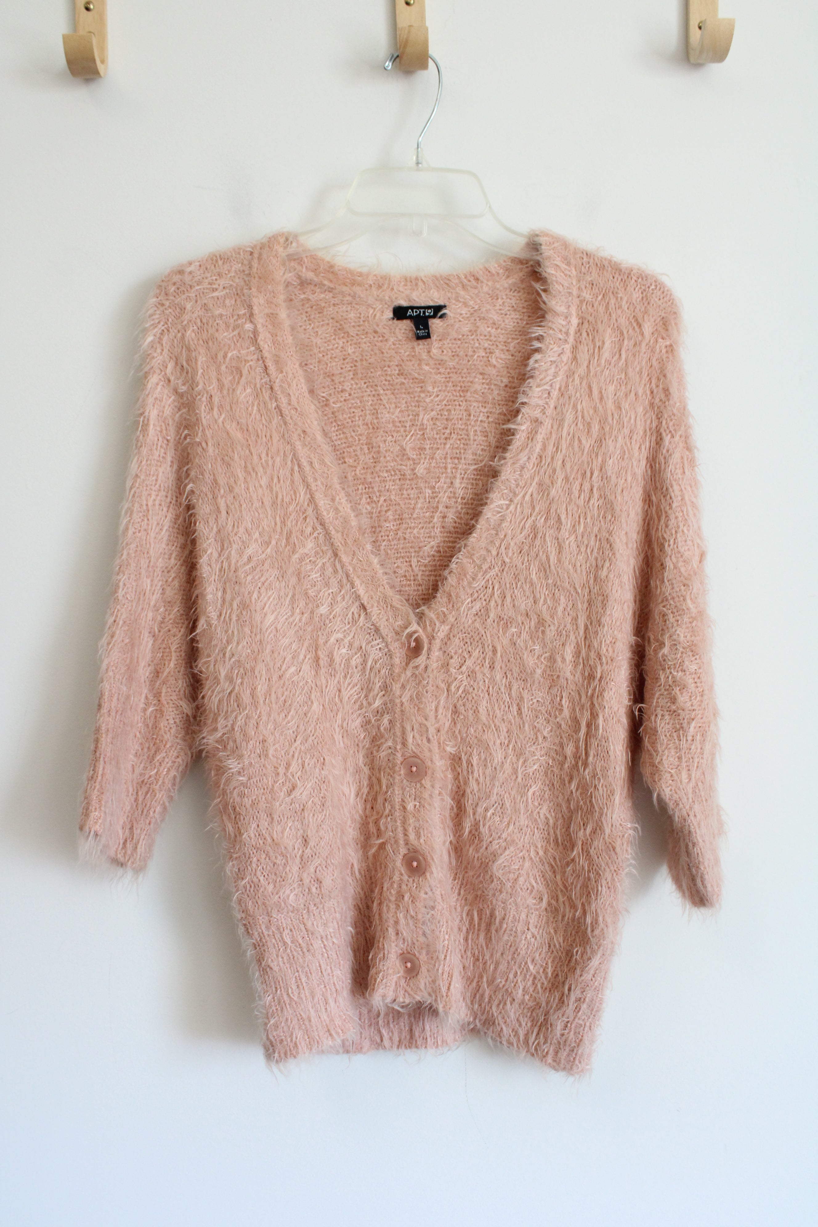 Apt. 9 Soft Fuzzy Pink Cardigan | L