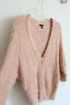 Apt. 9 Soft Fuzzy Pink Cardigan | L