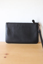 Coach Smooth Black Leather Tea Rose Wristlet Wallet