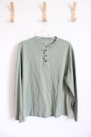 St. John's Bay Light Green Sueded Henley | L