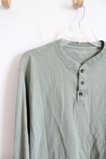 St. John's Bay Light Green Sueded Henley | L