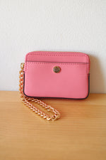Michael Kors Pink Saffiano Leather Chain Card Wallet