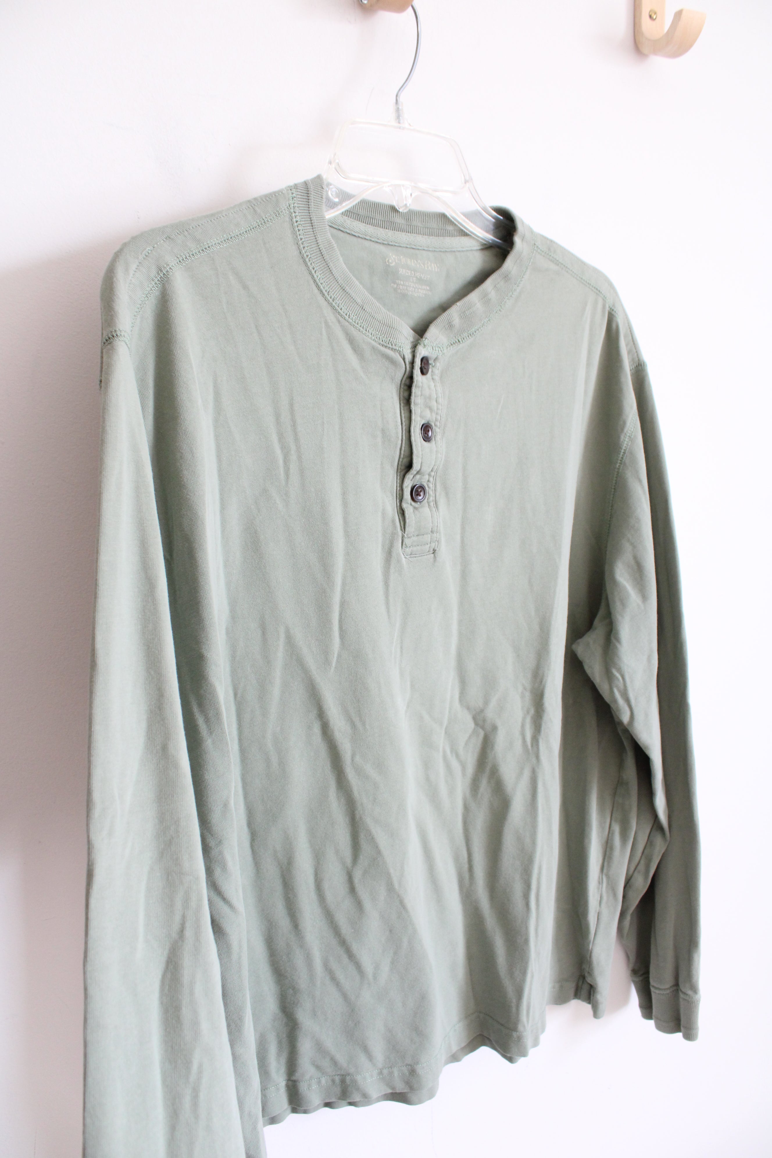 St. John's Bay Light Green Sueded Henley | L