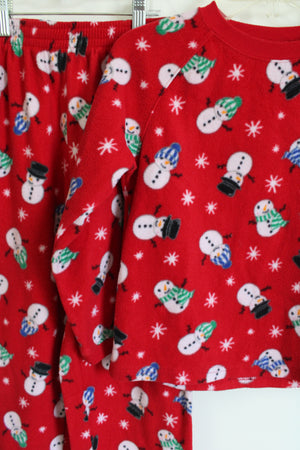 Children's Place Red Fleece Snowman Print Pajama Set | 7/8