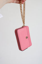 Michael Kors Pink Saffiano Leather Chain Card Wallet